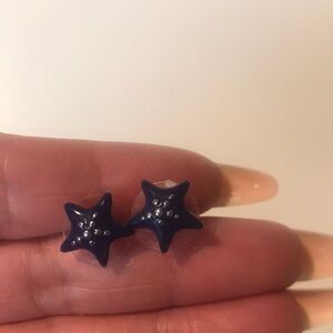 Talbots Navy Starfish Earrings